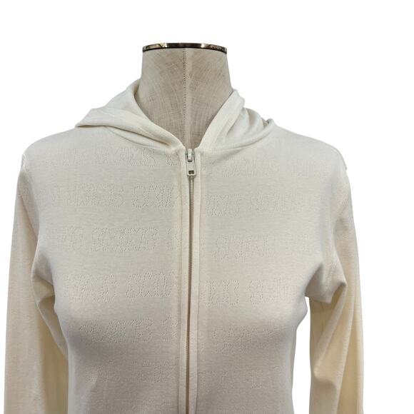 Skims Logo Pointelle Zip Up Hoodie Ivory Cream Size Small - Picture 4 of 14